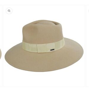 Brixton Tan Wide-Brim Hat with Cream Band